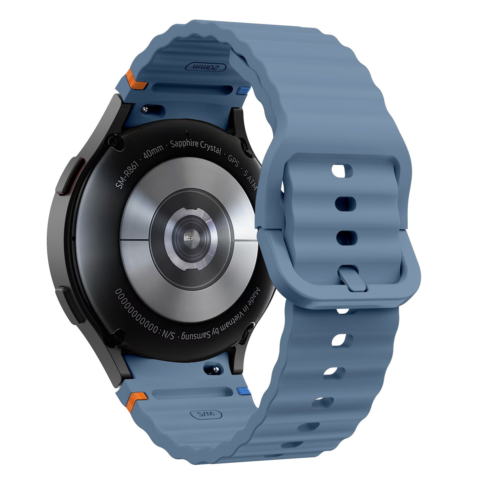 Samsung Galaxy Watch Fe mit wellenförmigem Armband (Grau/Blau)