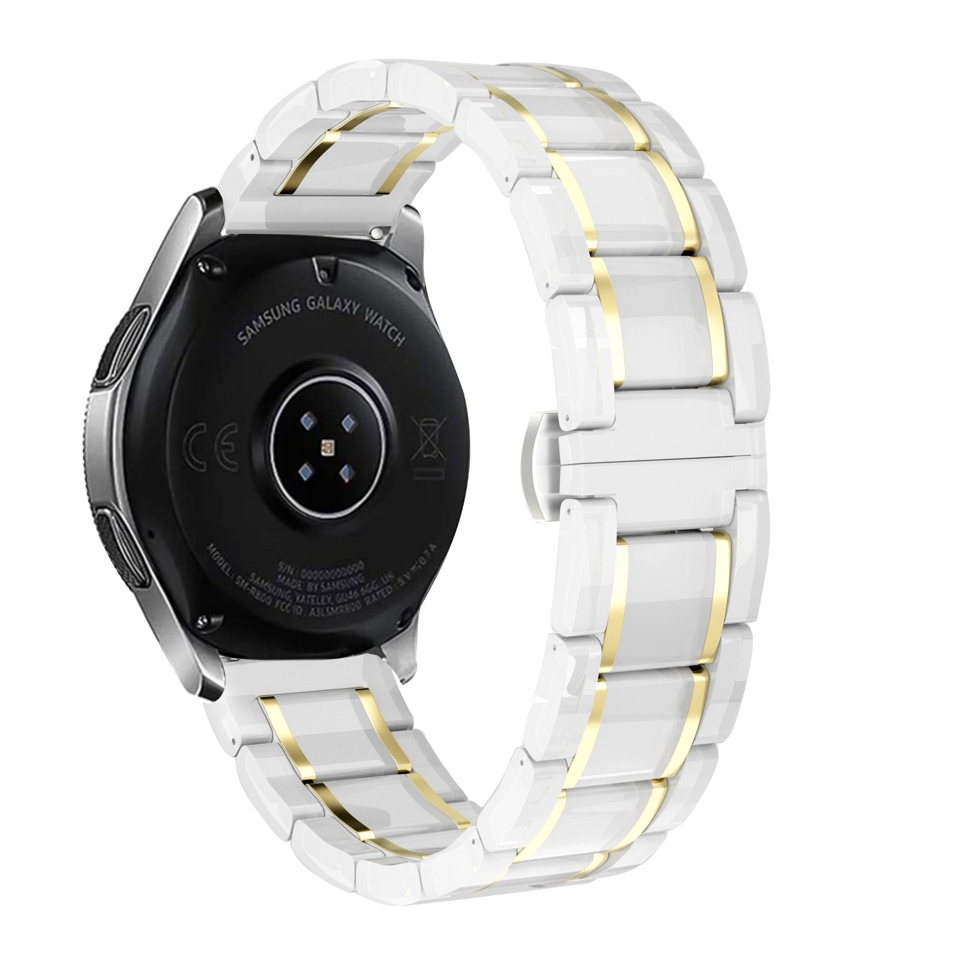Samsung Galaxy Watch FE Keramik Gliederarmband (Weiß/Gold)