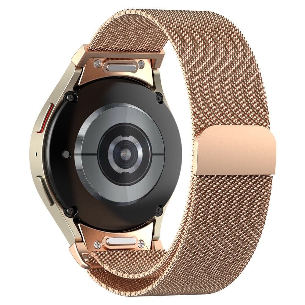 Milanese Strap 'One Push', rose gold, on a watch, 3/4 rear view