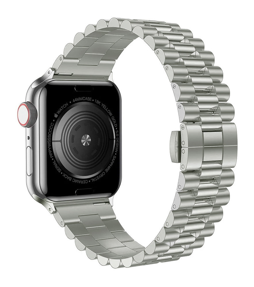 Presidential Steel Strap, titanium, on a watch, 3/4 rear view