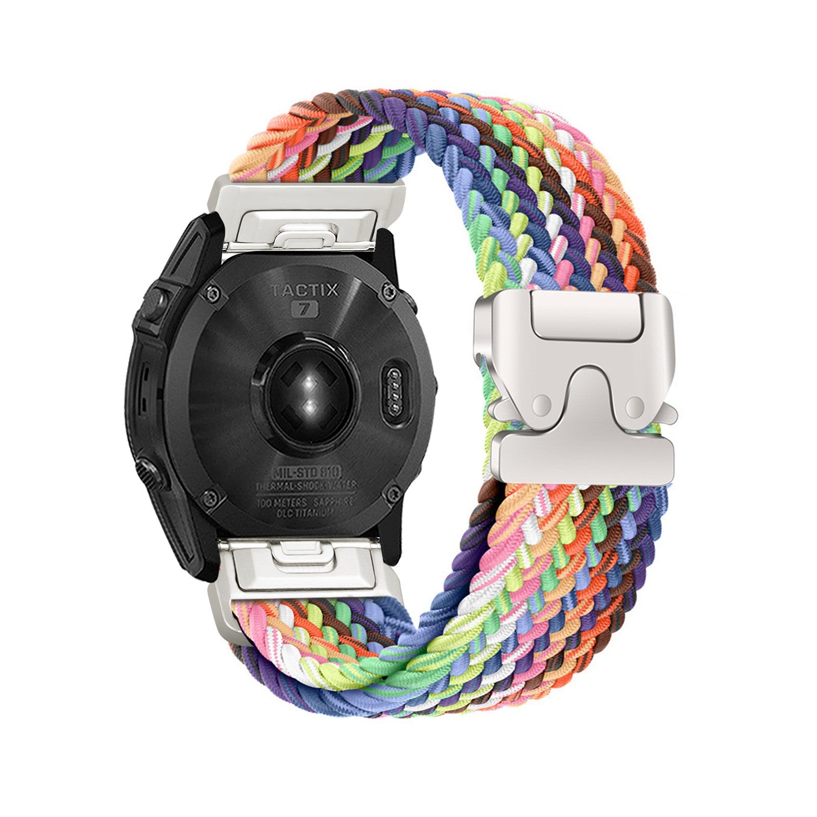 Garmin Fenix 8 - 43mm Geflochtenes Armband mit P-Schnalle (Regenbogen)