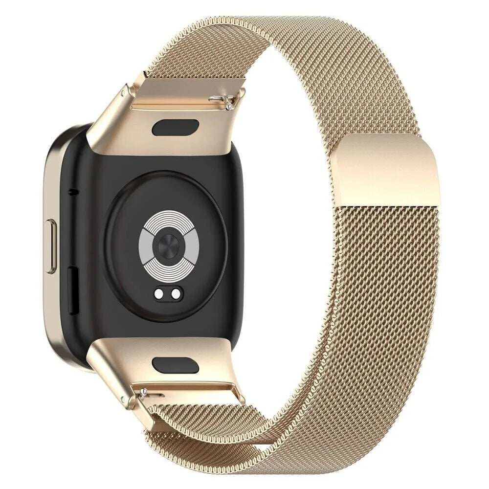 Milanese Strap, champagne, on a watch, 3/4 rear view