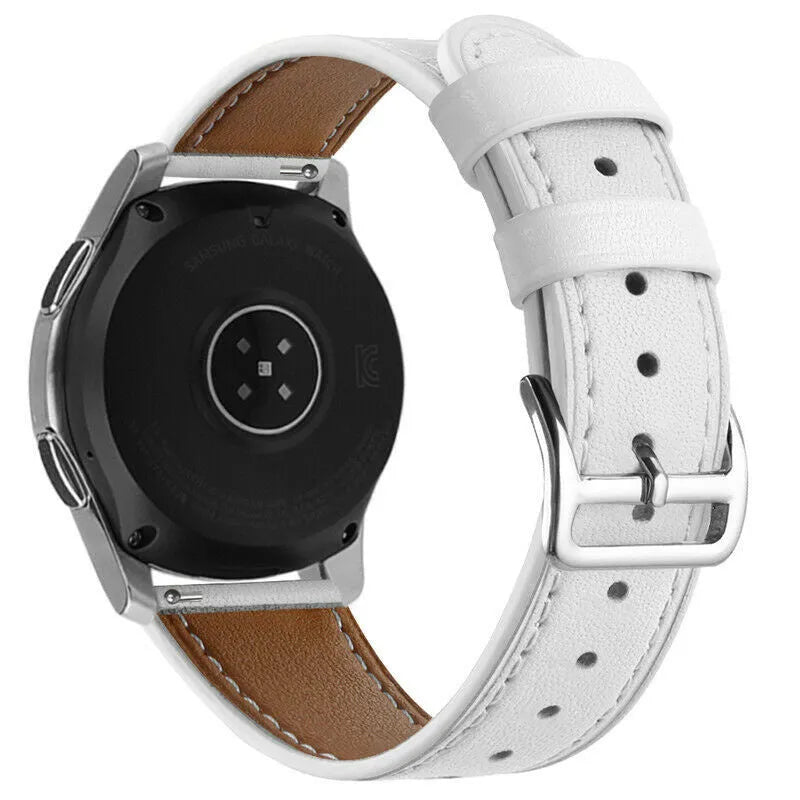 Modern Leather Strap, white, on a watch, 3/4 rear view
