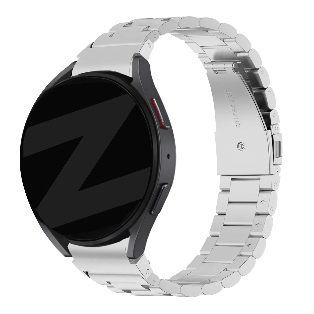 Steel Strap 'Classic', silver, on a watch, 3/4 rear view