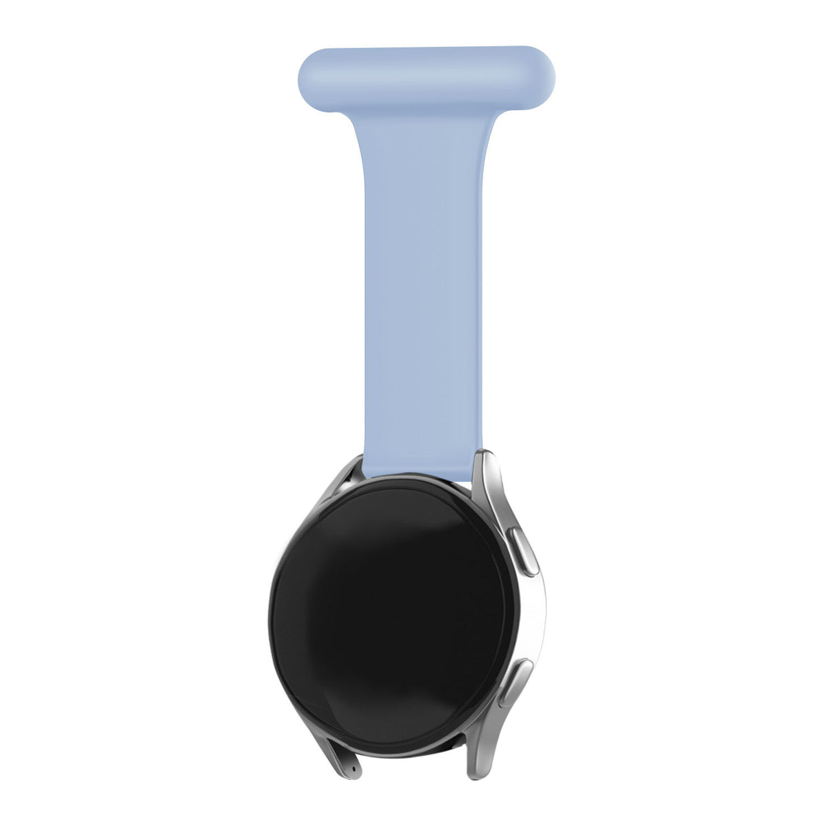 Silicone Nurse Fob, light blue, on a watch, direct front view