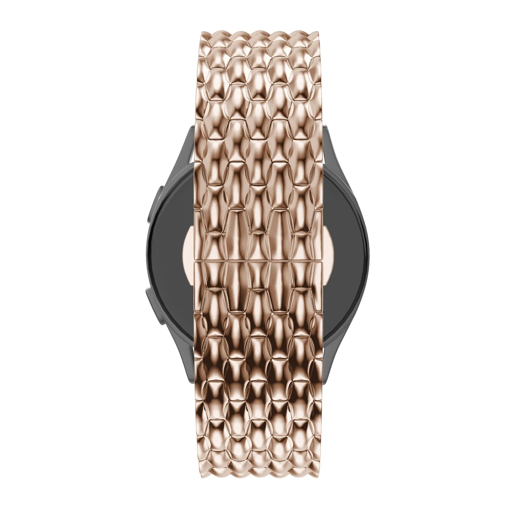 Steel Strap 'Dragon', rose gold, on a watch, direct front view