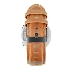 Leather Strap 'Classic', brown, on a watch, direct front view