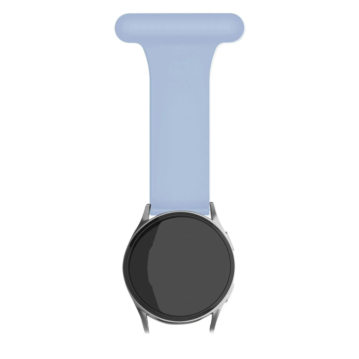 Silicone Nurse Fob, light blue, on a watch, direct front view