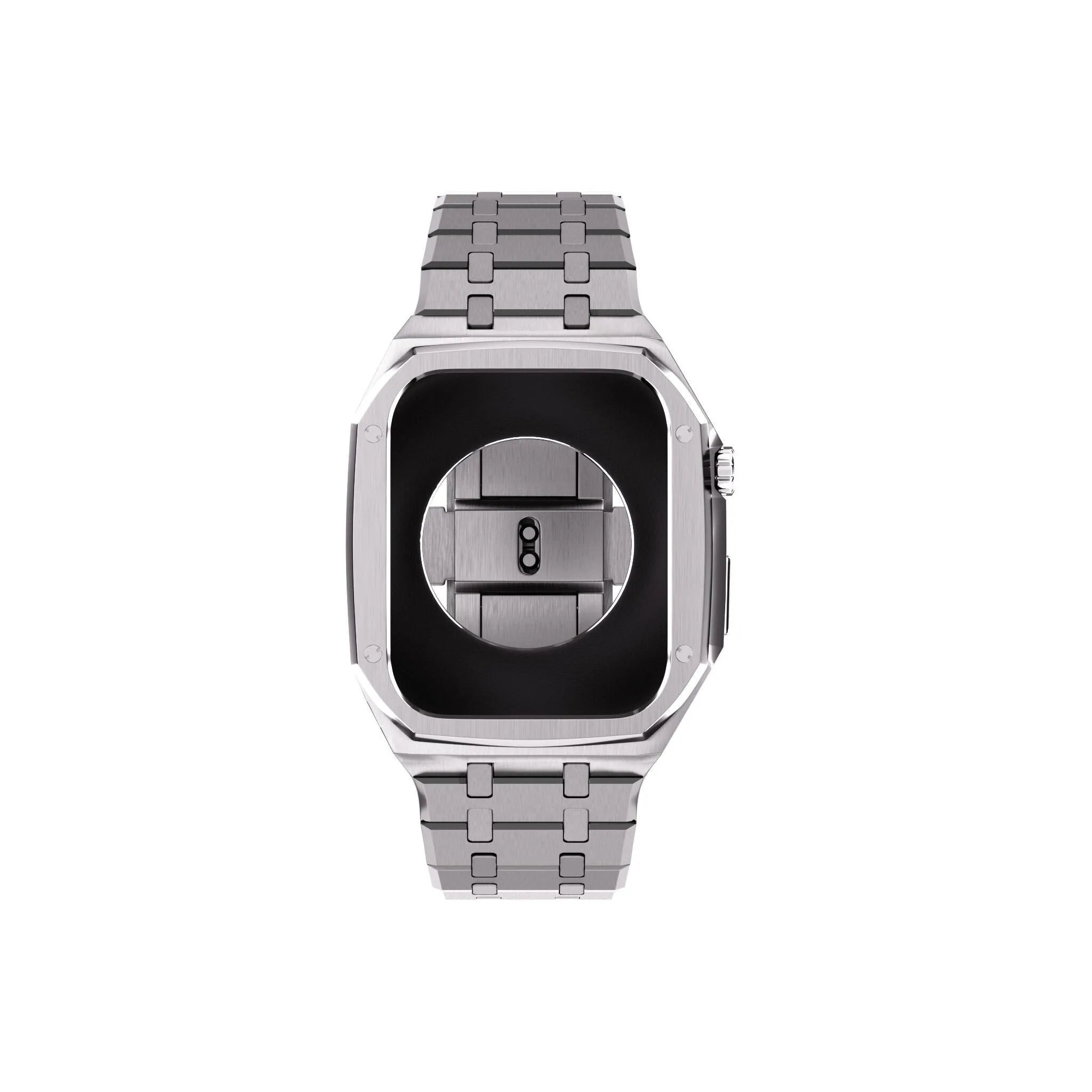 Reqior Apple Watch 45mm Hülle mit integriertem Stahlarmband (Silber)