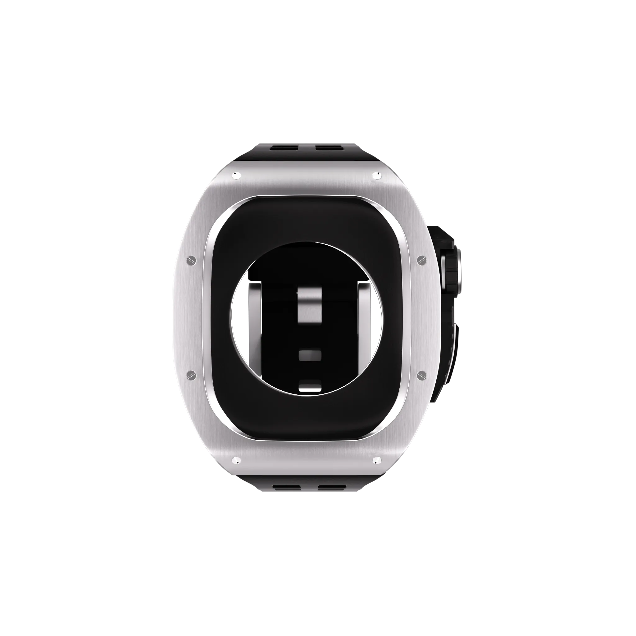 Reqior Apple Watch 45mm Polymer and Metal Hülle mit integriertem Gummi-Armband (Silber)