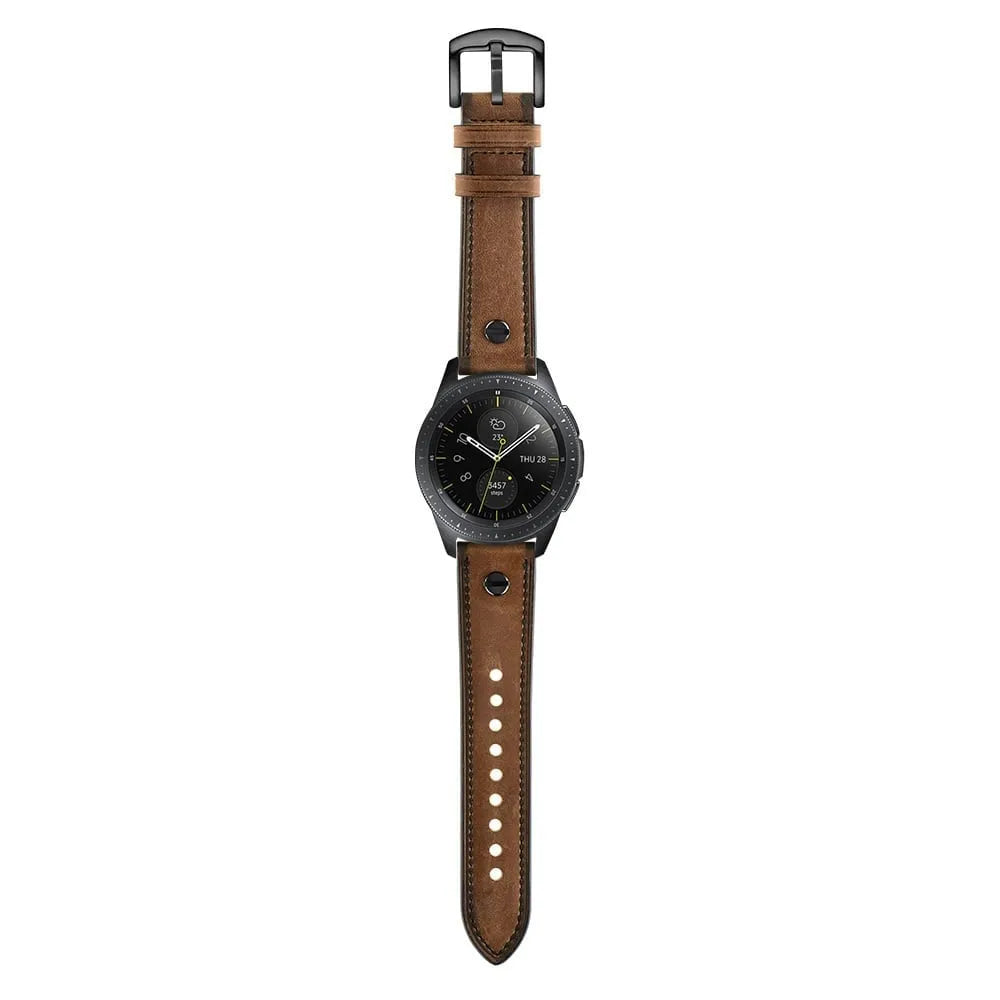 Leather Strap with Screw, on a watch, direct front view