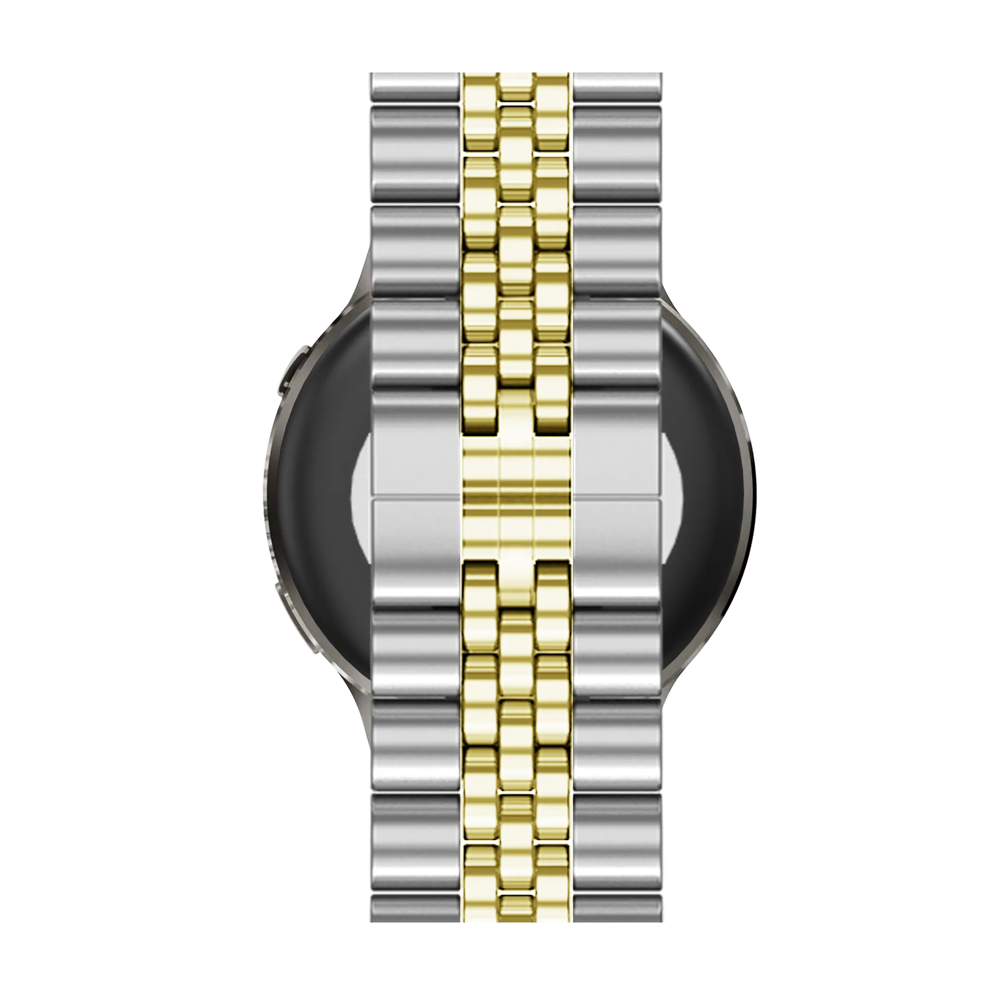 Steel Strap 'Jubilee', silver/gold, on a watch, direct front view