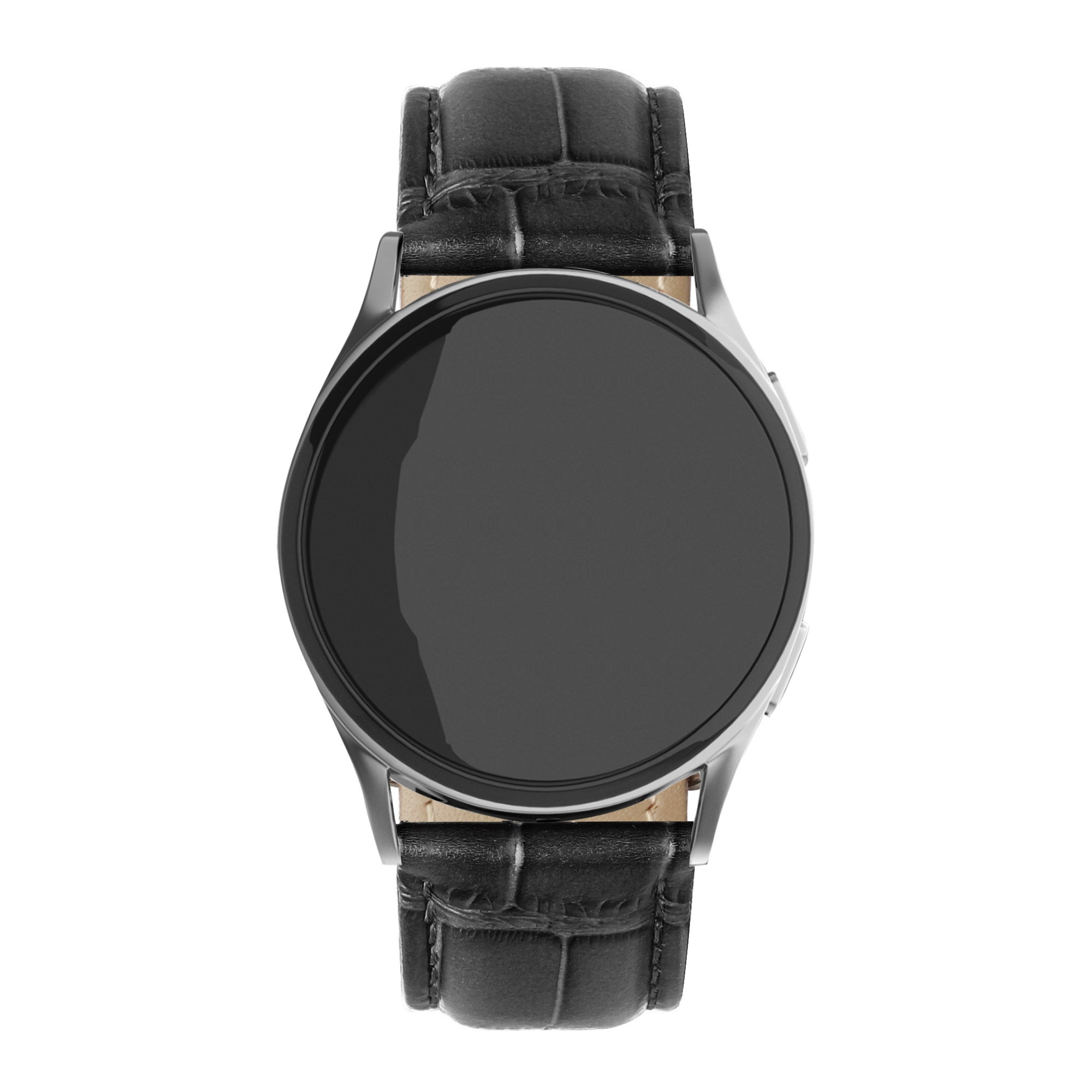 Uhrenarmband Leder Kroko 20mm - Schnellverschluss (Schwarz)