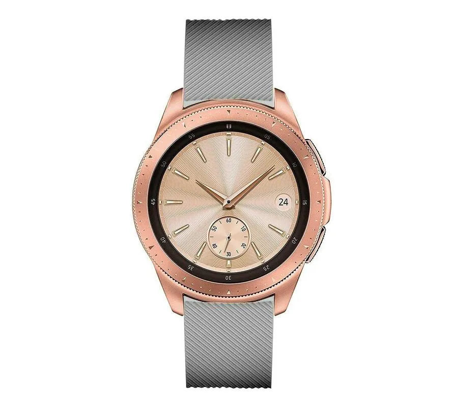 Twill Silicone Strap, grey, on a watch, direct front view