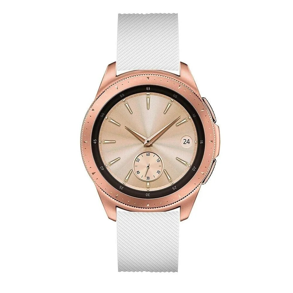 Twill Silicone Strap, white, on a watch, direct front view