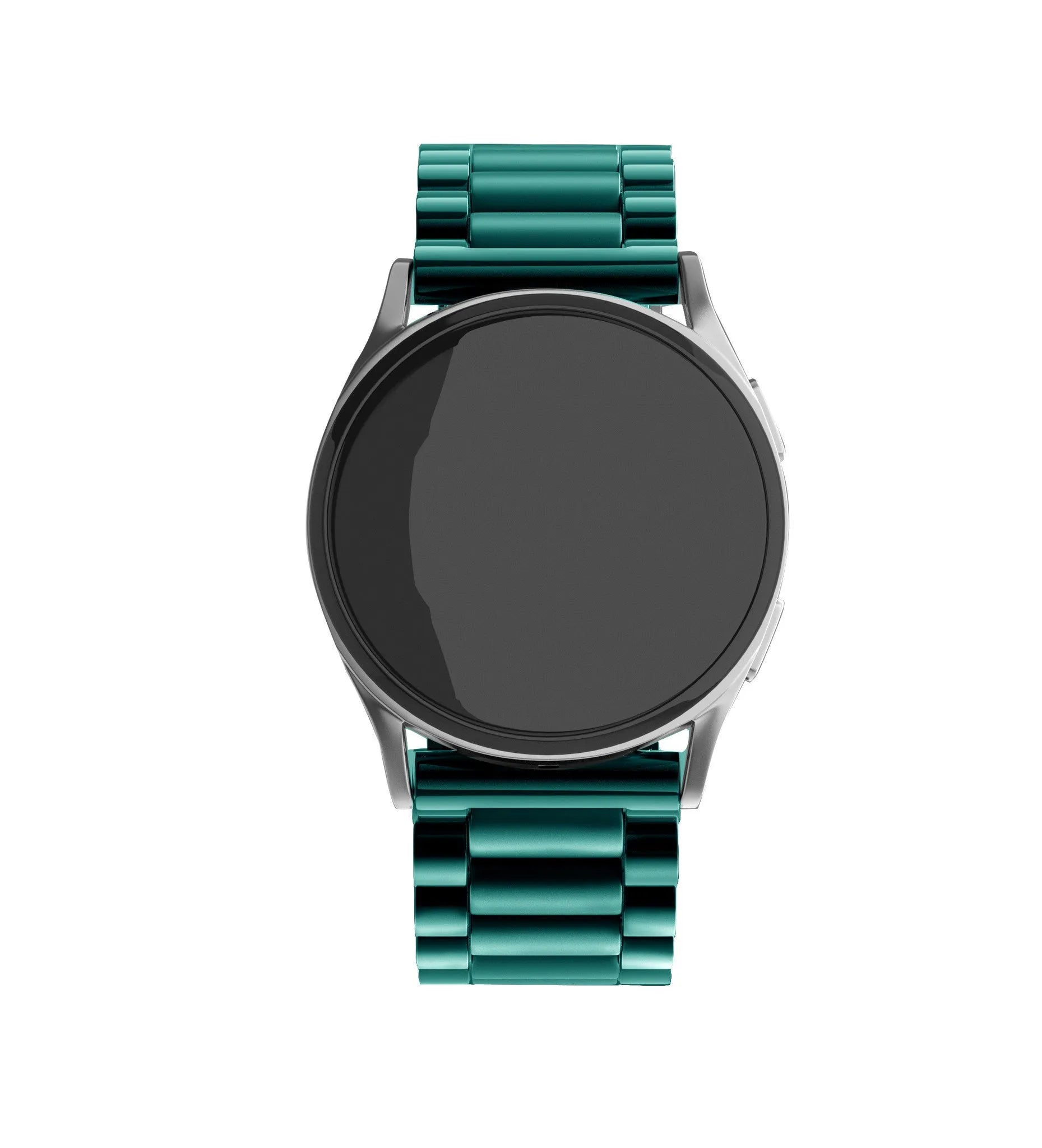 Steel Strap, green, on a watch, direct front view