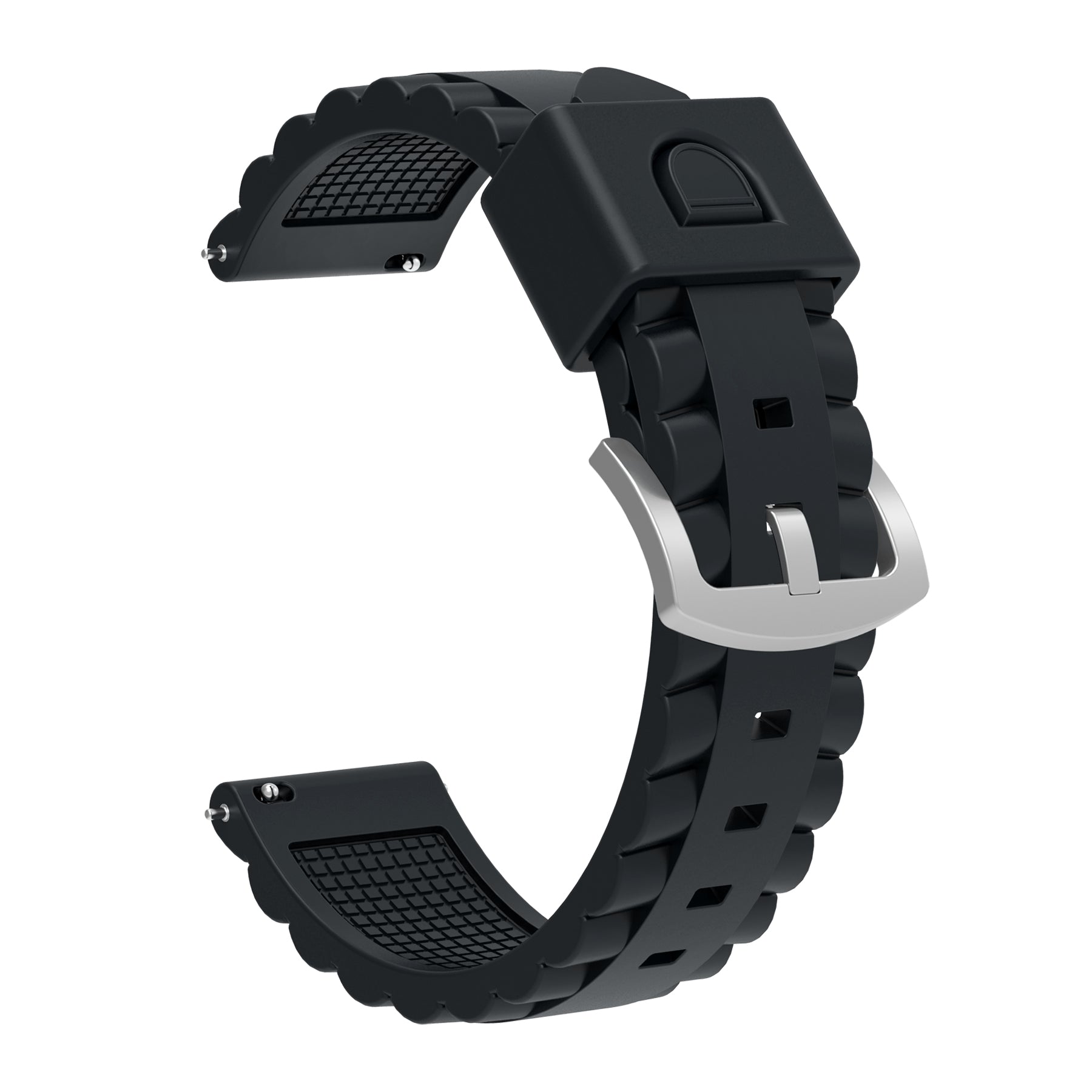 Universal 24mm Wave Silicone Strap (Black)