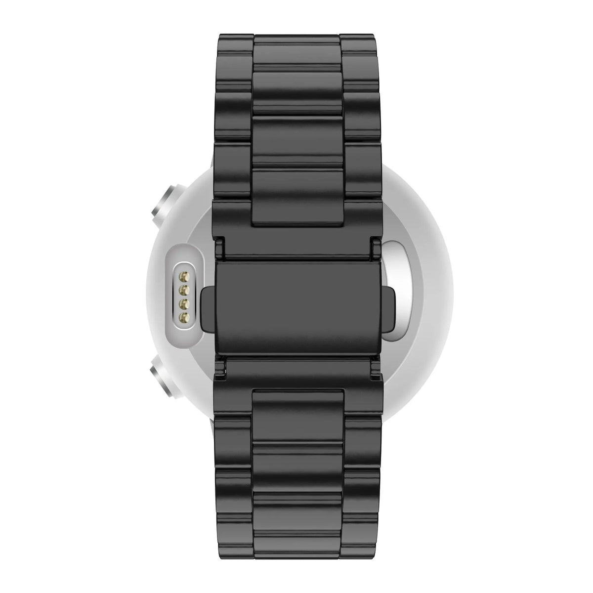 Steel Strap 'Classic', black, on a watch, direct rear view