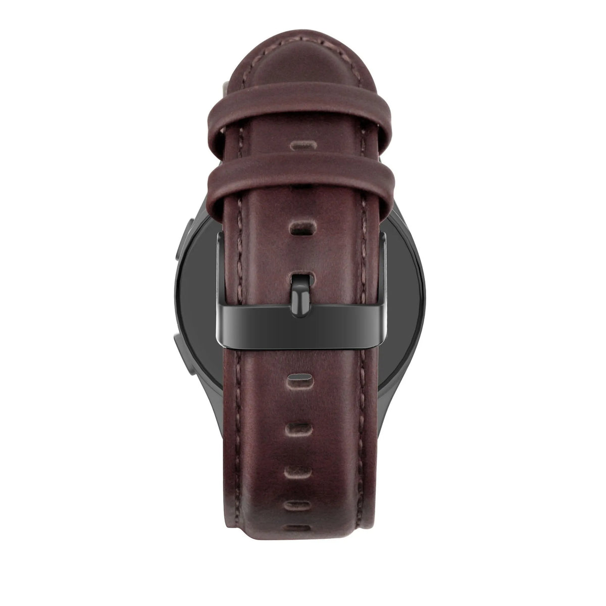 Leather Strap 'Classic', dark brown, on a watch, direct rear view