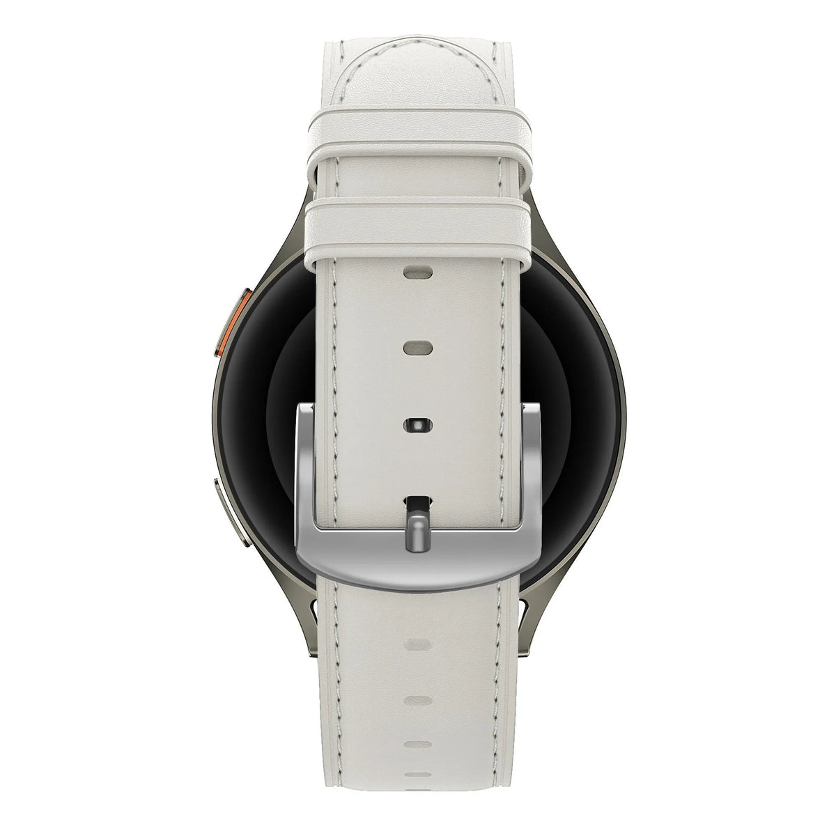 Leather Strap 'Easy Fit', white, on a watch, direct rear view