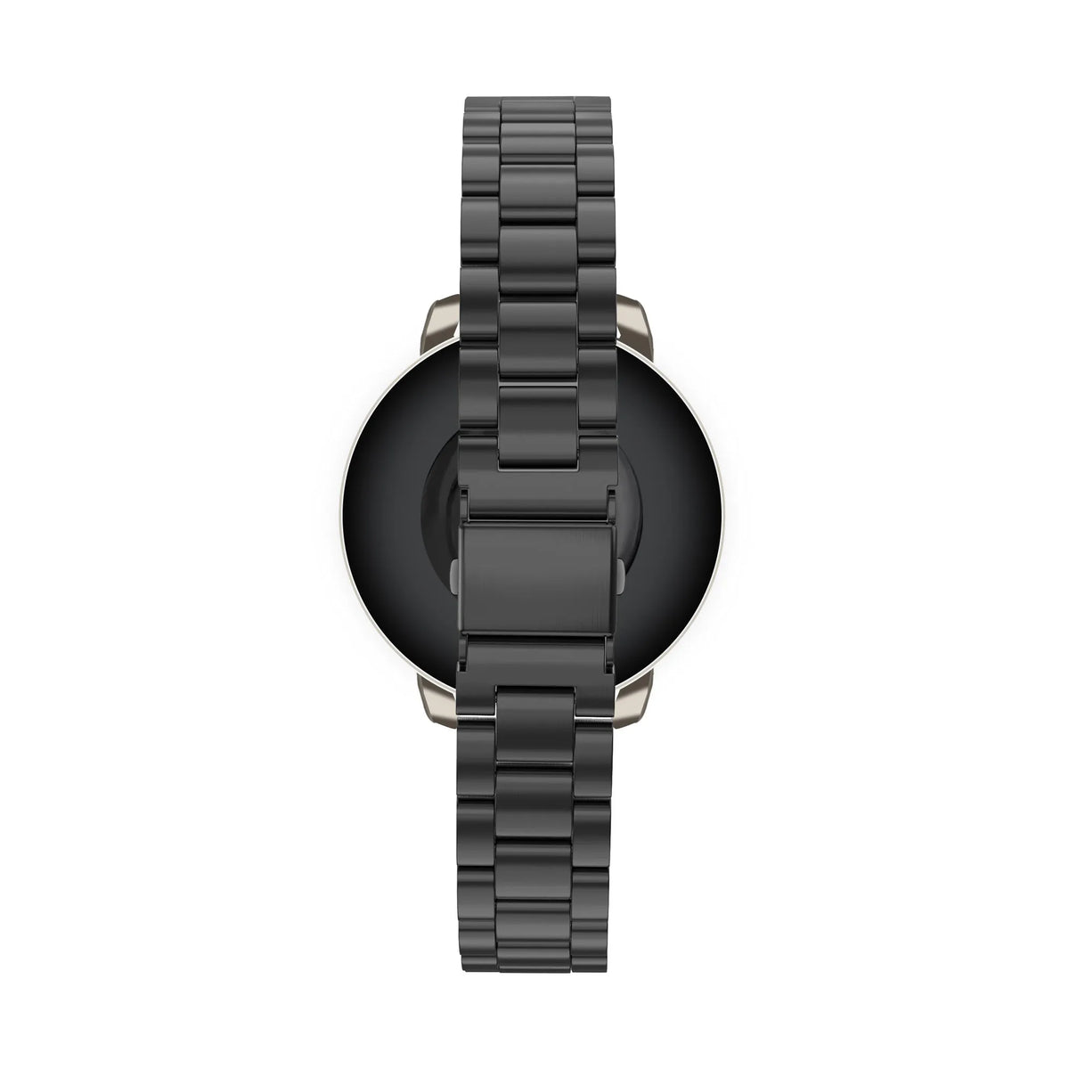 Steel Strap 'Classic', black, on a watch, direct rear view