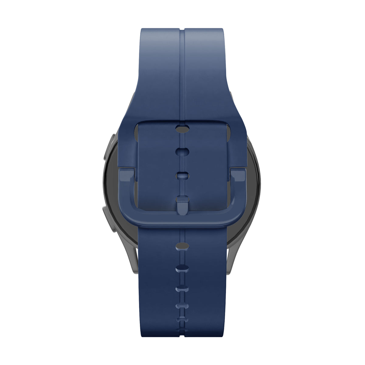 Silicone Strap 'Extreme', dark blue, on a watch, direct rear view