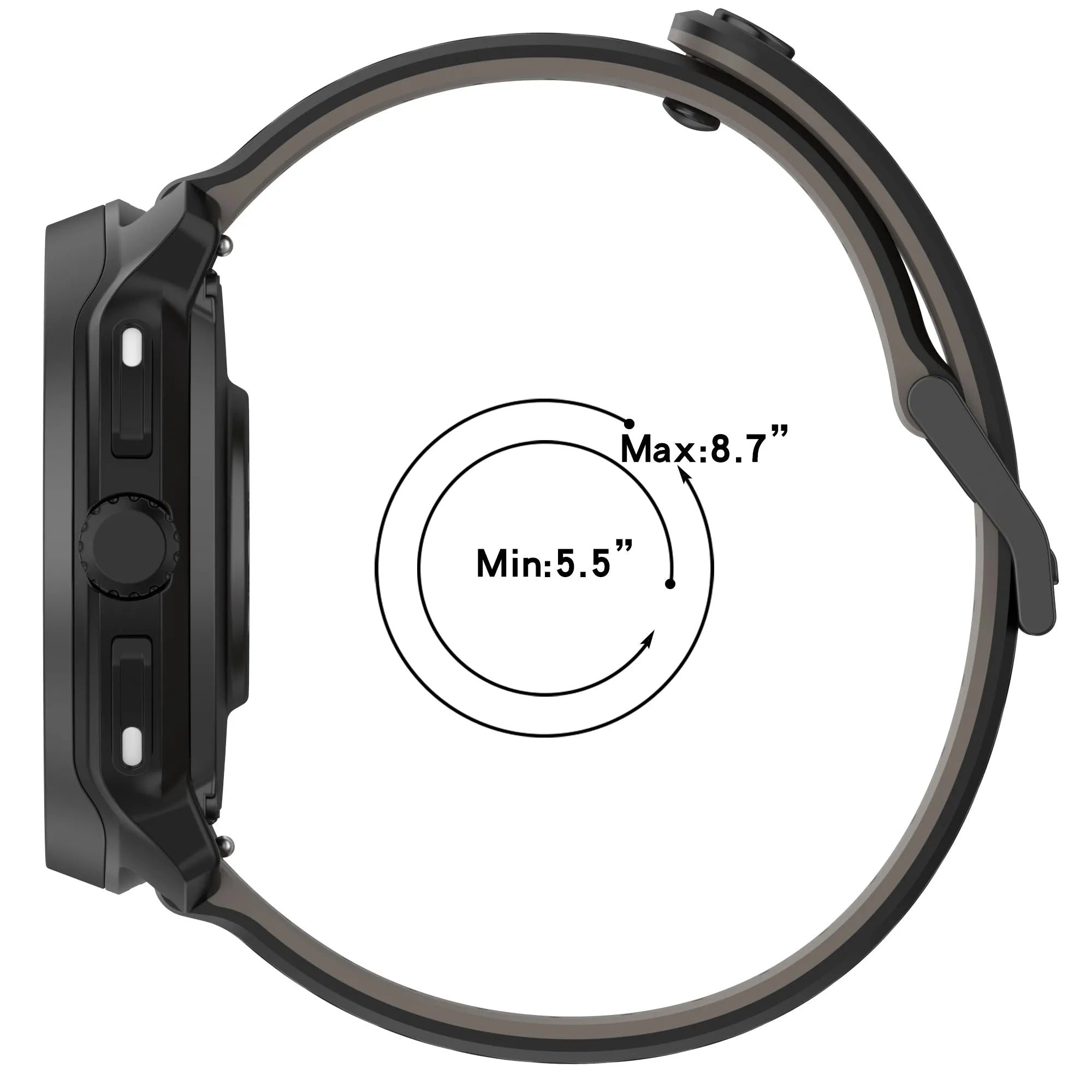 Coros Pace 3 Gestreiftes Silikonarmband (Schwarz)