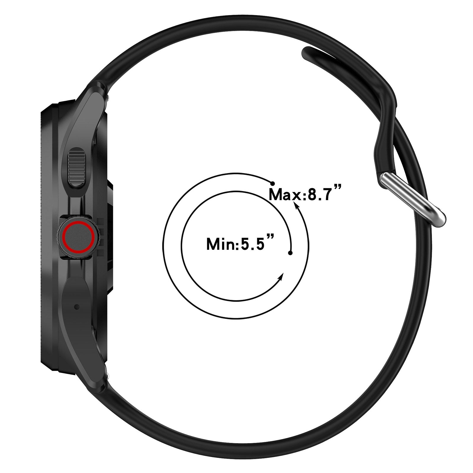 Universal 24mm Silicone Buckle Strap (Black)