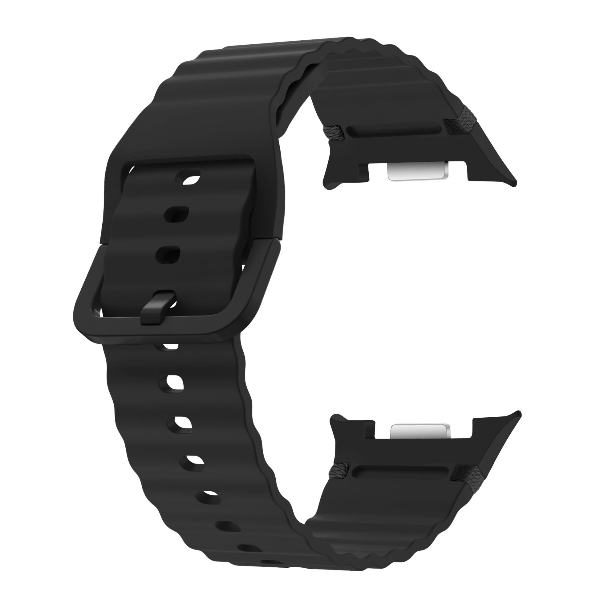 Samsung Galaxy Watch 8 - 44mm Wave Silikonarmband (Schwarz)