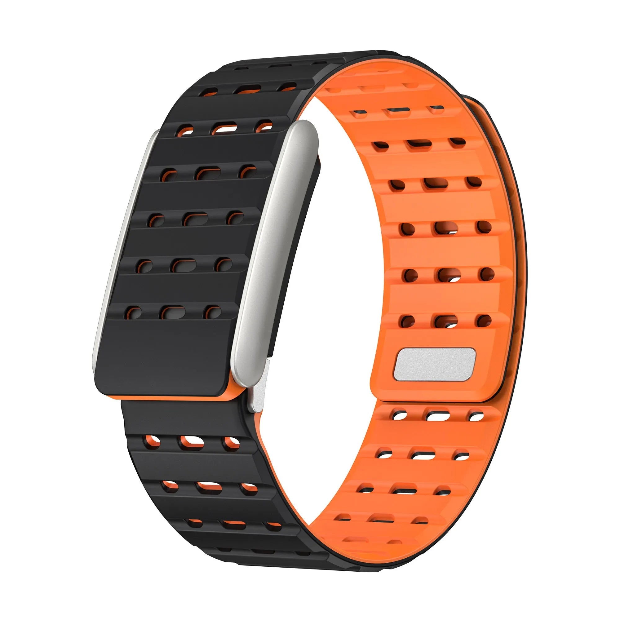 Kompatibel mit Whoop 5.0 magnetisches Silikonarmband (Schwarz/Orange)
