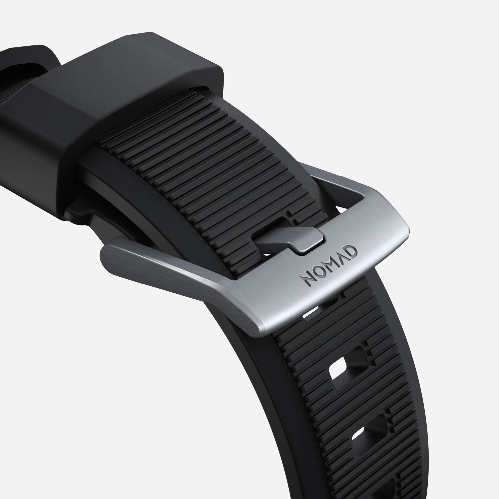 Nomad Rugged Apple Watch Silicone Strap (Black/Silver)