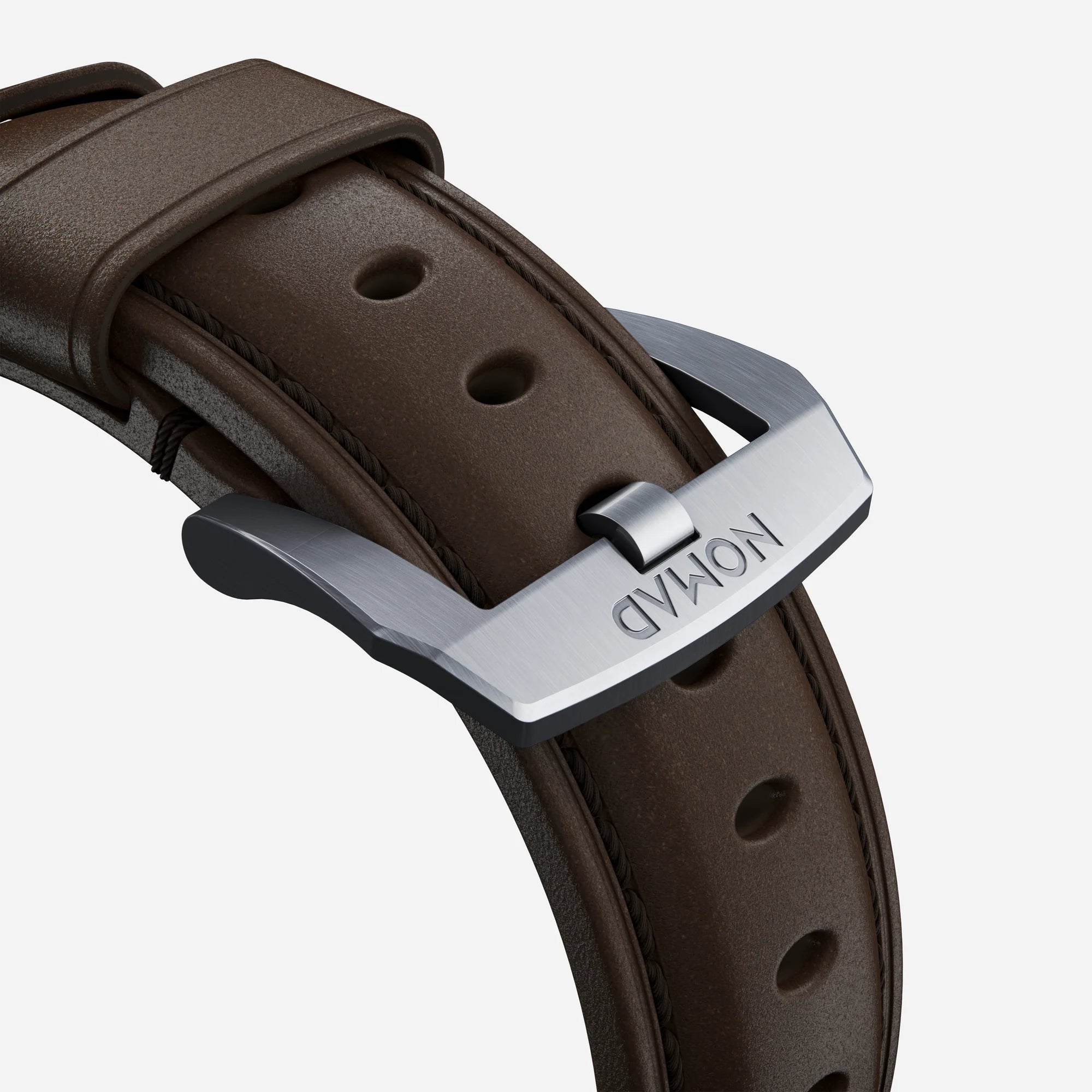 Nomad Traditional Apple Watch Lederarmband (Braun/Silber)