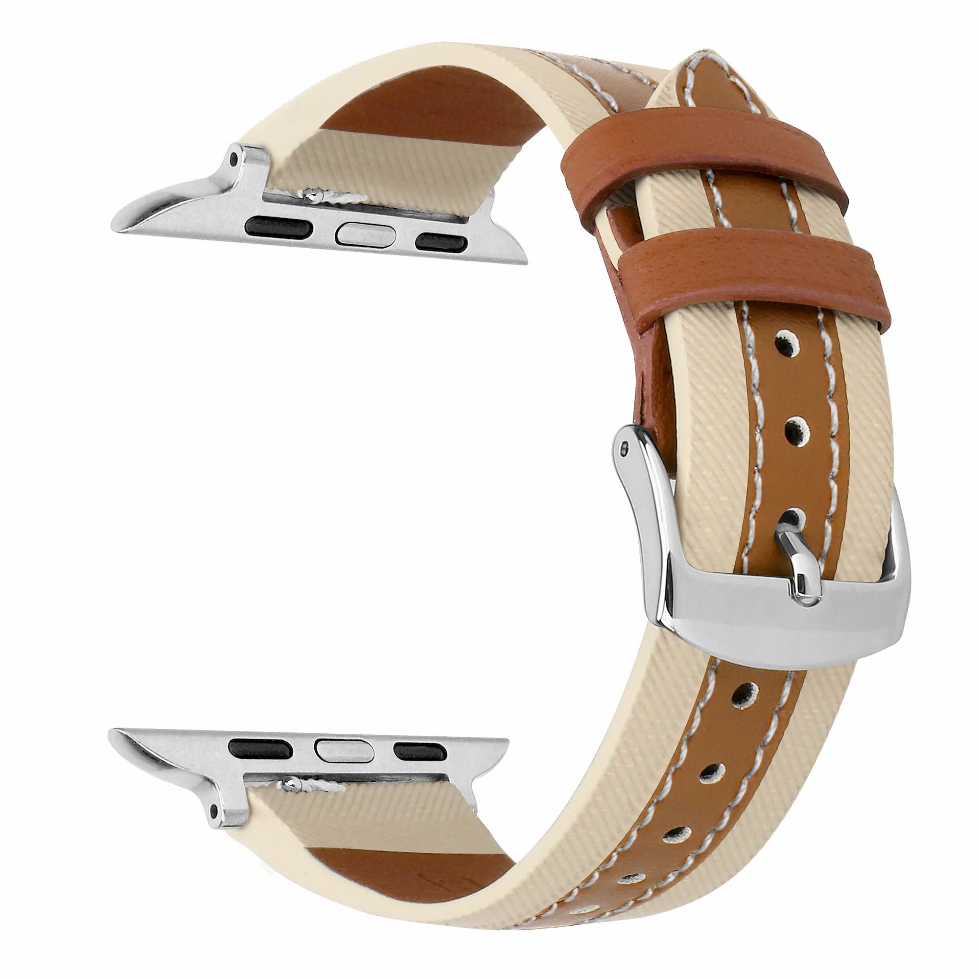 Apple Watch Slim Hybrid Lederarmband (Beige/Braun)