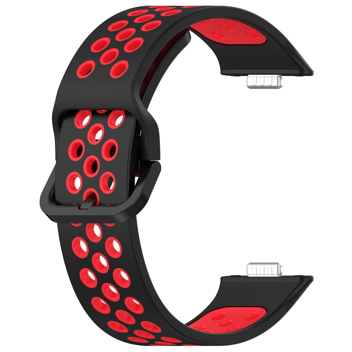 Silicone Sport Strap, black/red, without a watch, 3/4 front view