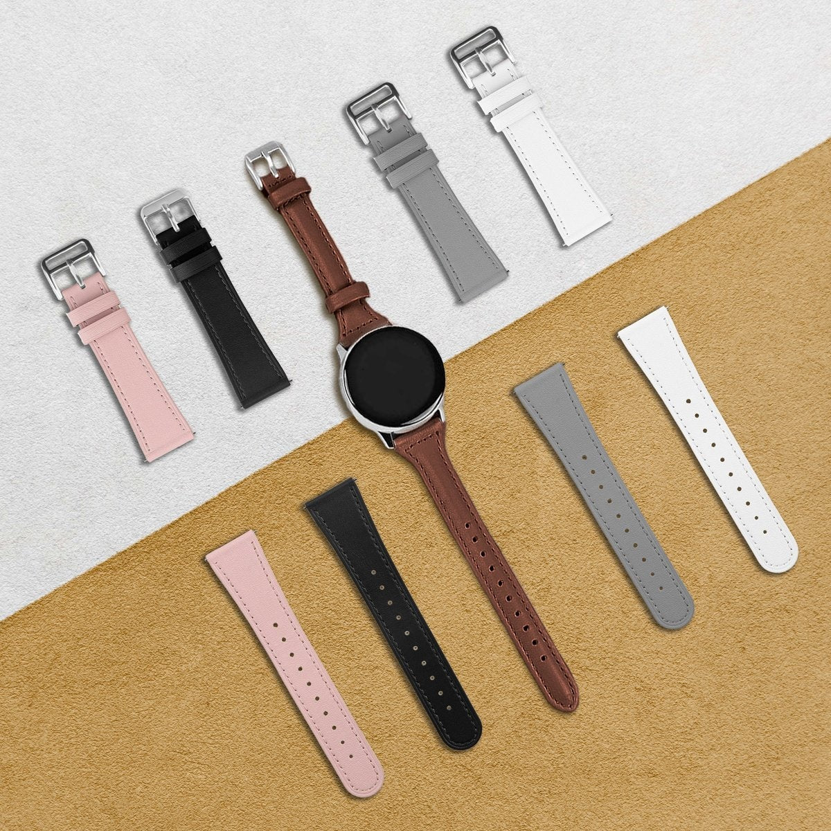 Modern Leather Strap, pink, without a watch, 3/4 front view