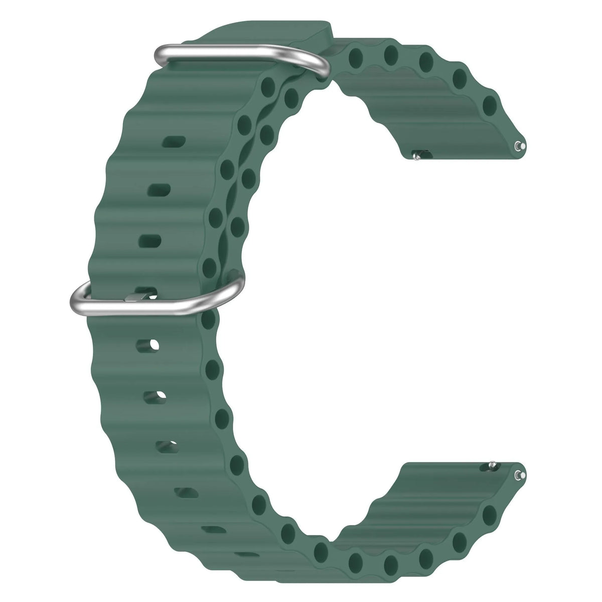 Silicone Ocean Strap, dark green, without a watch, 3/4 front view