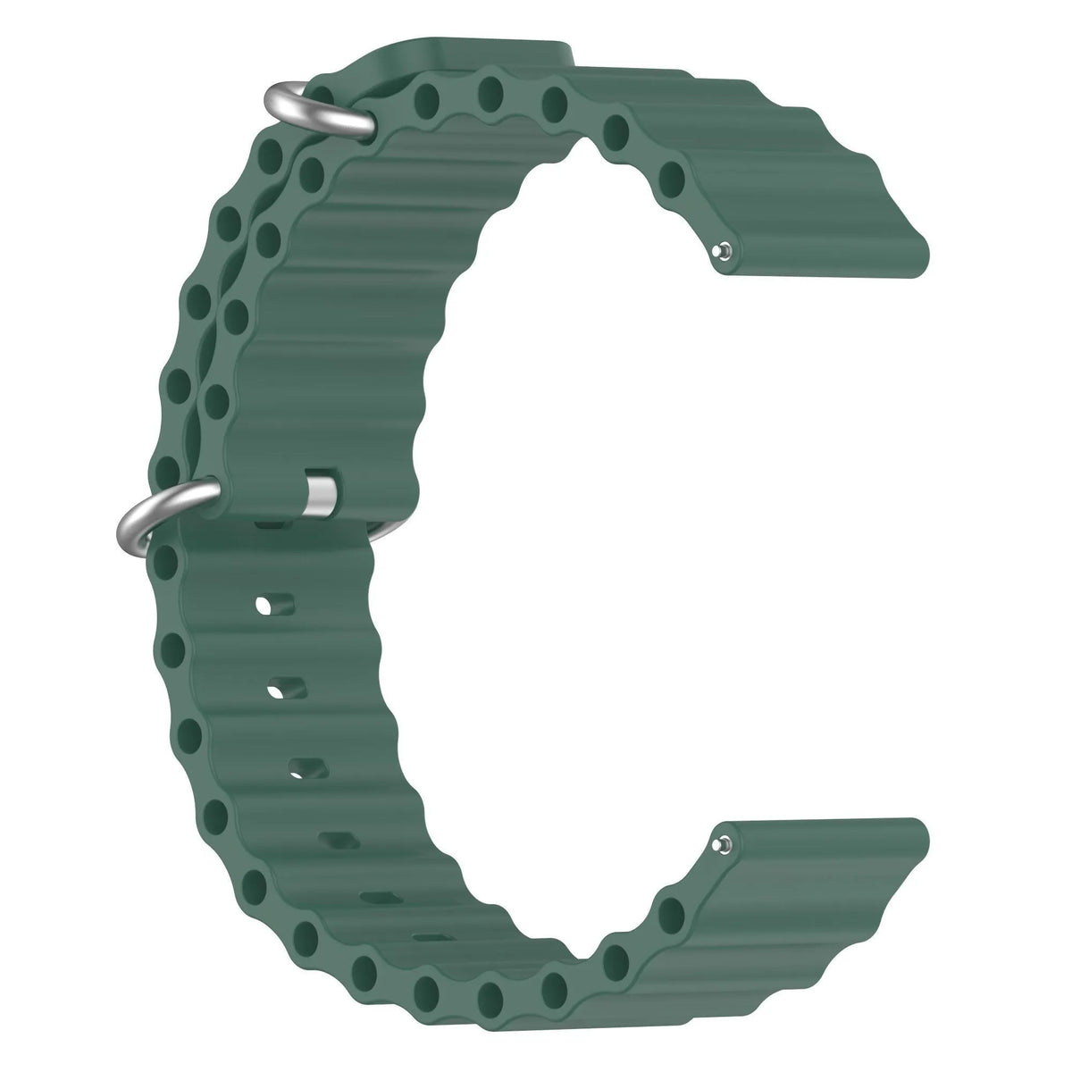 Silicone Ocean Strap, dark green, without a watch, 3/4 front view