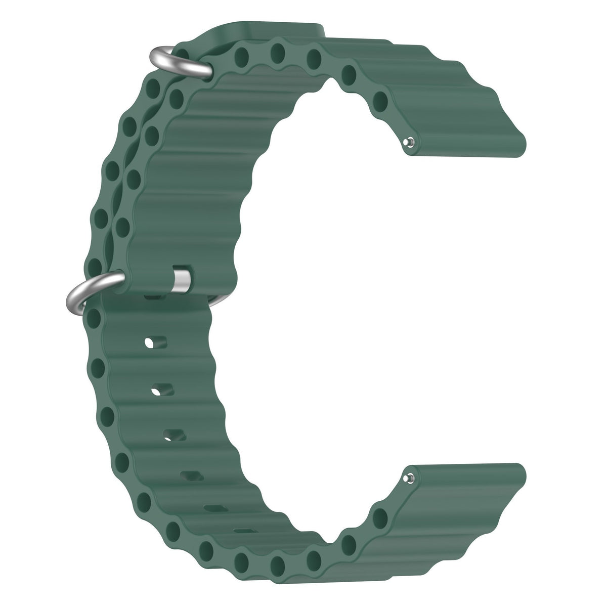 Silicone Ocean Strap, dark green, without a watch, 3/4 front view