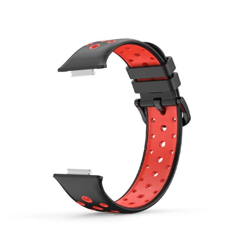 Silicone Sport Strap, black/red, without a watch, 3/4 front view