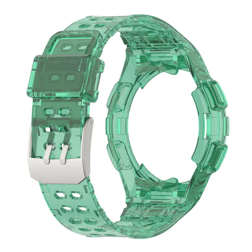Silicone Strap with Frame, transparent green, without a watch, 3/4 front view