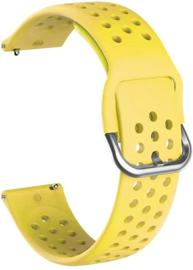 Breathable Silicone Strap, yellow, without a watch, 3/4 front view