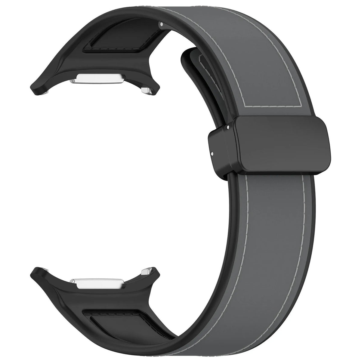 Leather Hybrid Strap, grey, without a watch, 3/4 front view