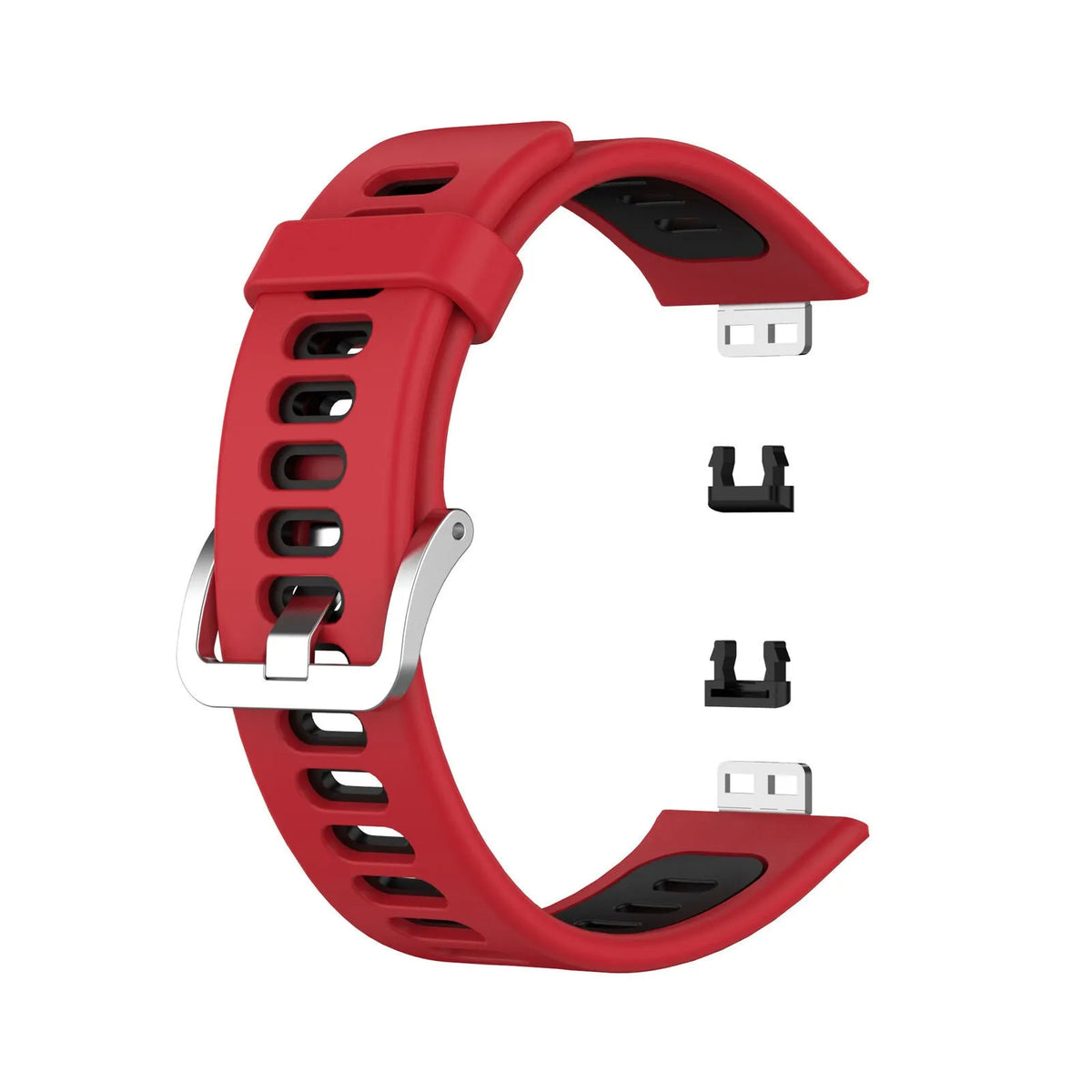 Silicone Strap 'Tough', red/black, without a watch, 3/4 front view