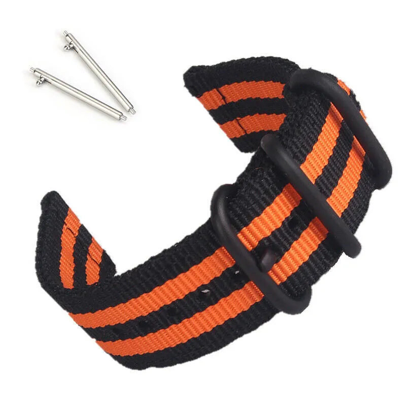 Nylon Buckle Strap, black/orange, without a watch, 3/4 front view