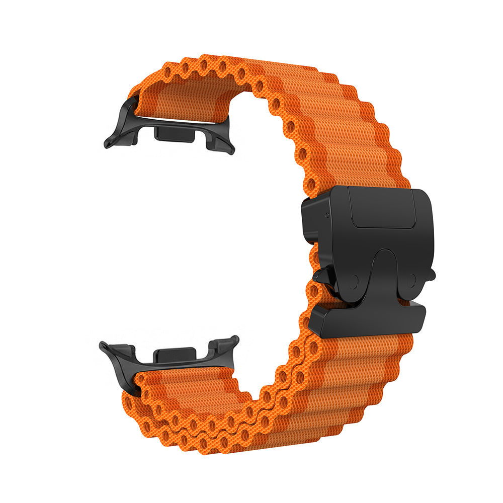 Samsung Galaxy Watch 8 - 44mm Outdoor Nylonarmband mit P-Schnalle (Orange/Schwarz)