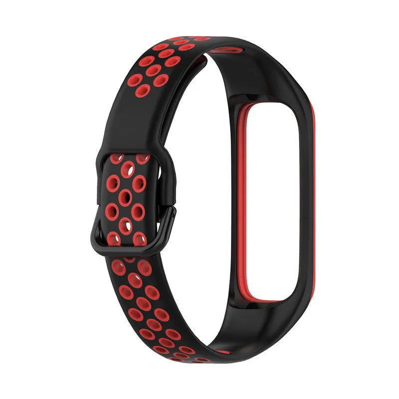 Silicone Sport Strap, black/red, without a watch, 3/4 front view