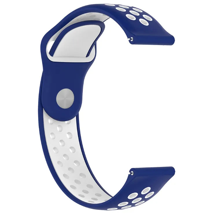 Silicone Sport Strap, blue/white, without a watch, 3/4 front view