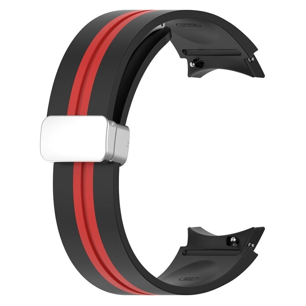 Silicone Magnetic Sport Strap, black/red, without a watch, 3/4 front view
