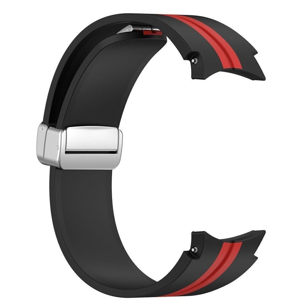 Silicone Magnetic Sport Strap, black/red, without a watch, 3/4 front view