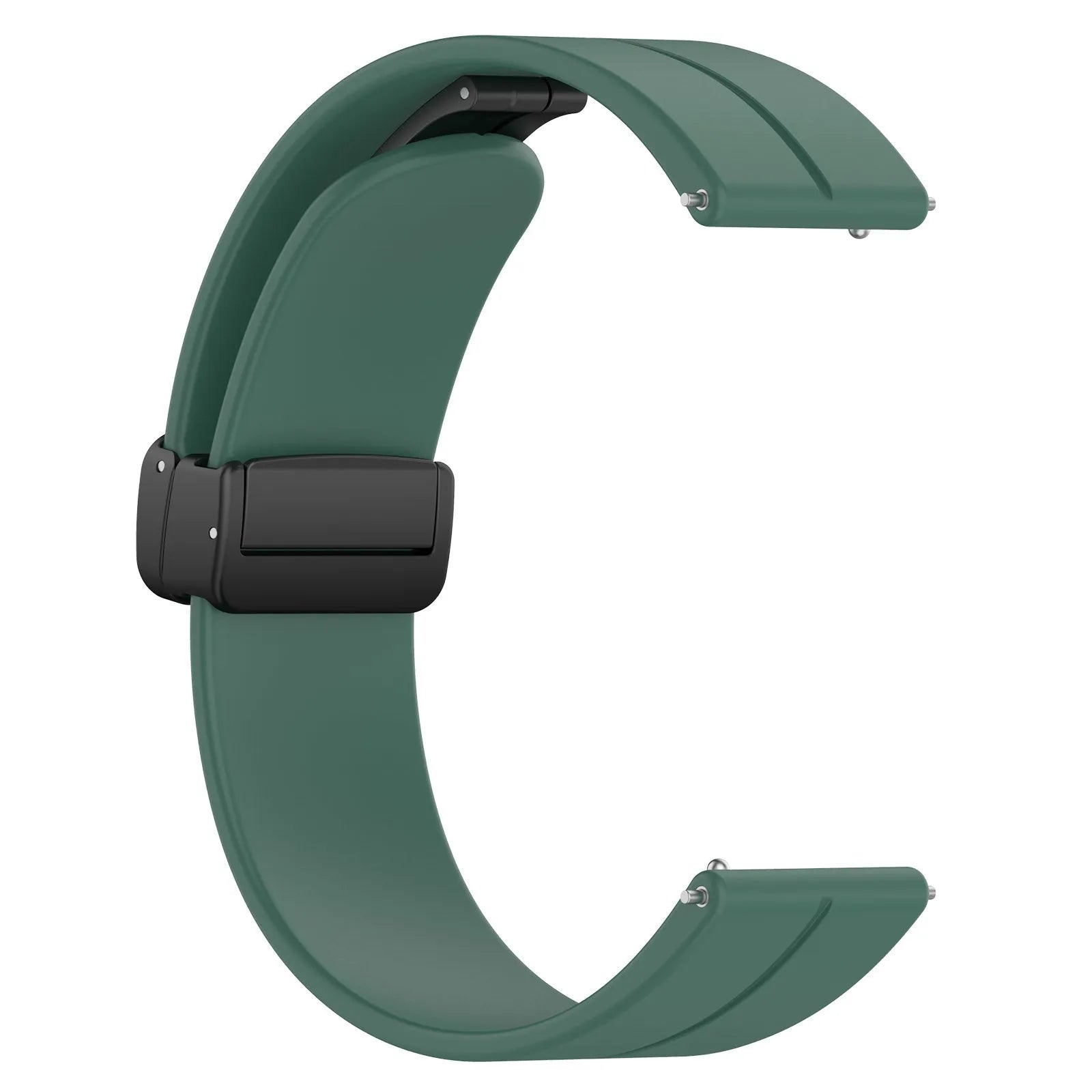 D-Buckle Silicone Strap, dark green, without a watch, 3/4 rear view